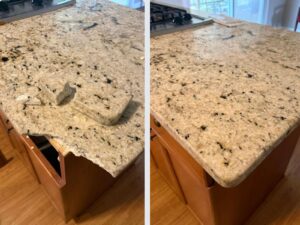 Professional stone repair in Atlanta, GA restoring marble countertop
